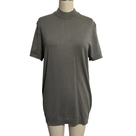 NWT Zara Moc Neck Short Sleeve Knit Top Medium - Picture 1 of 7